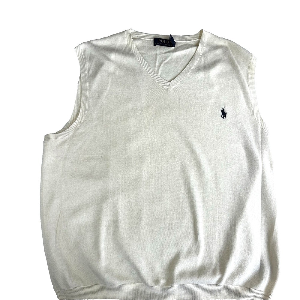 Polo by Ralph Lauren Prima Cotton Vest Cream size L Peppy Modern Old Money